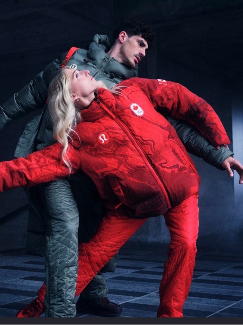 lululemon athletica Unisex Red Canada Olympics Patterned Puffer Jacket